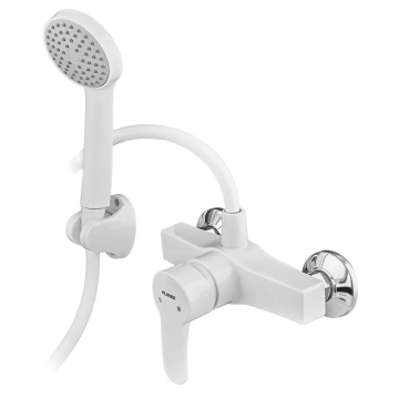 PLAMIX MARIO-003 SET WHITE Змішувач для душа (зі шлангом, лійкою та кронштейном)(Кол.білий)(30шт/ящ)