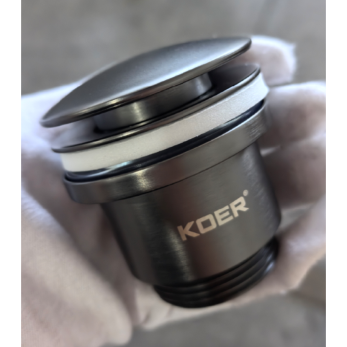 Донний клапан для раковини універсальний (з/без переливу) Koer PW-01-07 автоматичний (Click-Clack) (Колір графітовий) 1 1/4'' (KR3404) Донний клапан для раковини універсальний (з/без переливу) Koer PW-01-07 автоматичний (Click-Clack) (Колір графітовий) 1 1/4'' (KR3404)