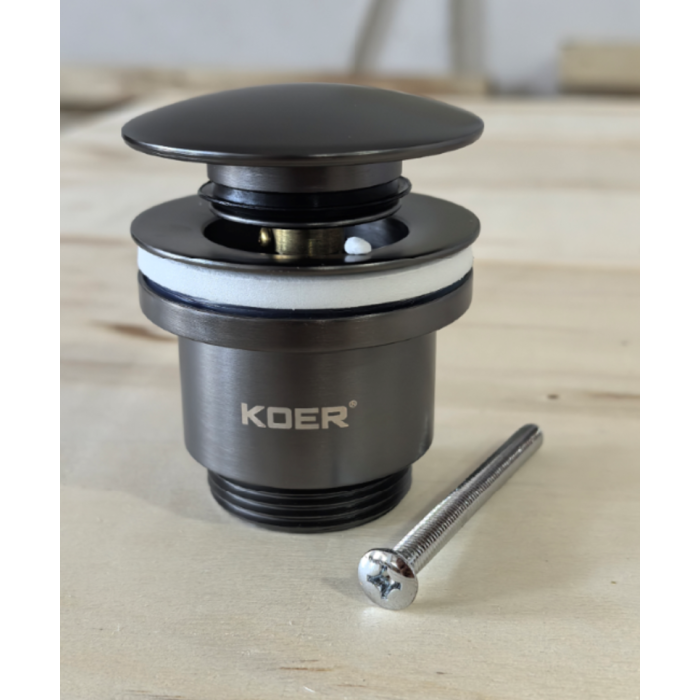 Донний клапан для раковини універсальний (з/без переливу) Koer PW-01-07 автоматичний (Click-Clack) (Колір графітовий) 1 1/4'' (KR3404) Донний клапан для раковини універсальний (з/без переливу) Koer PW-01-07 автоматичний (Click-Clack) (Колір графітовий) 1 1/4'' (KR3404)