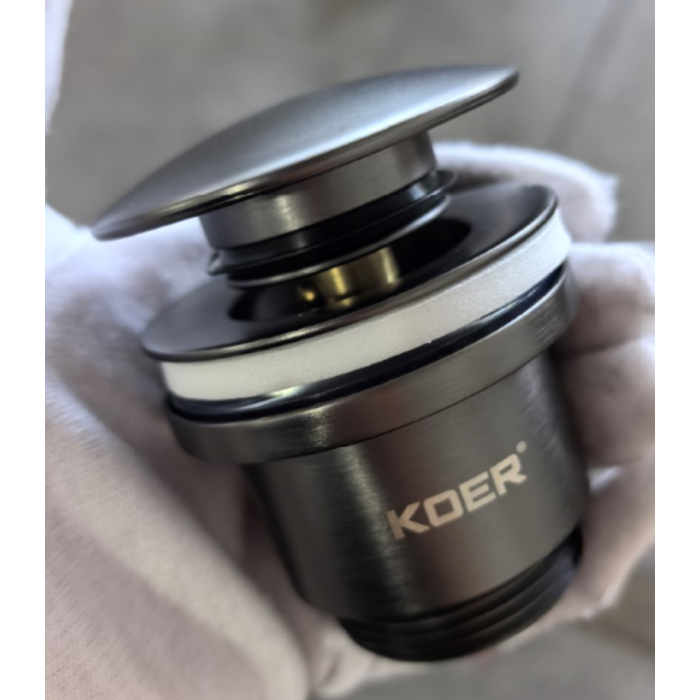 Донний клапан для раковини універсальний (з/без переливу) Koer PW-01-07 автоматичний (Click-Clack) (Колір графітовий) 1 1/4'' (KR3404) Донний клапан для раковини універсальний (з/без переливу) Koer PW-01-07 автоматичний (Click-Clack) (Колір графітовий) 1 1/4'' (KR3404)