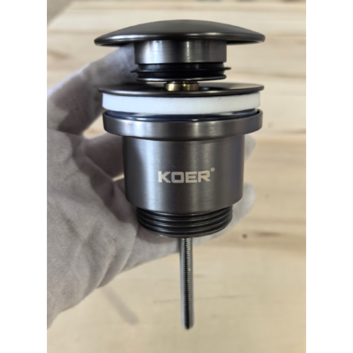 Донний клапан для раковини універсальний (з/без переливу) Koer PW-01-07 автоматичний (Click-Clack) (Колір графітовий) 1 1/4'' (KR3404) Донний клапан для раковини універсальний (з/без переливу) Koer PW-01-07 автоматичний (Click-Clack) (Колір графітовий) 1 1/4'' (KR3404)
