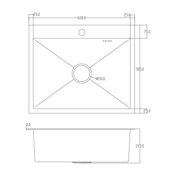 ID 6050 -G мийка одинар.600x500x215мм,  (3.0/0.8мм), сифон, дозатор, кошик, PVD  Grey {1/1}