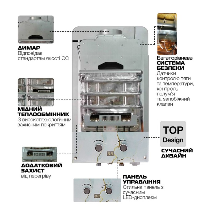 Газова колонка MIXXUS GWH-0510 BASIC GLASS димохідна 10 л/хв (панель зі скла з малюнком) (WH0026) Газова колонка MIXXUS GWH-0510 BASIC GLASS димохідна 10 л/хв (панель зі скла з малюнком) (WH0026)