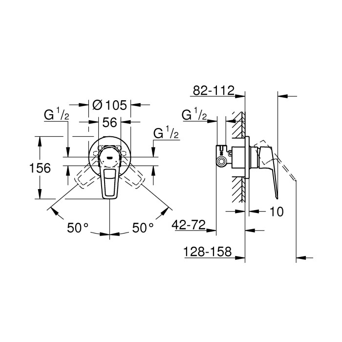 Змішувач прихованого монтажу для 1 споживача Grohe BauLoop New (29042001) Змішувач прихованого монтажу для 1 споживача Grohe BauLoop New (29042001)
