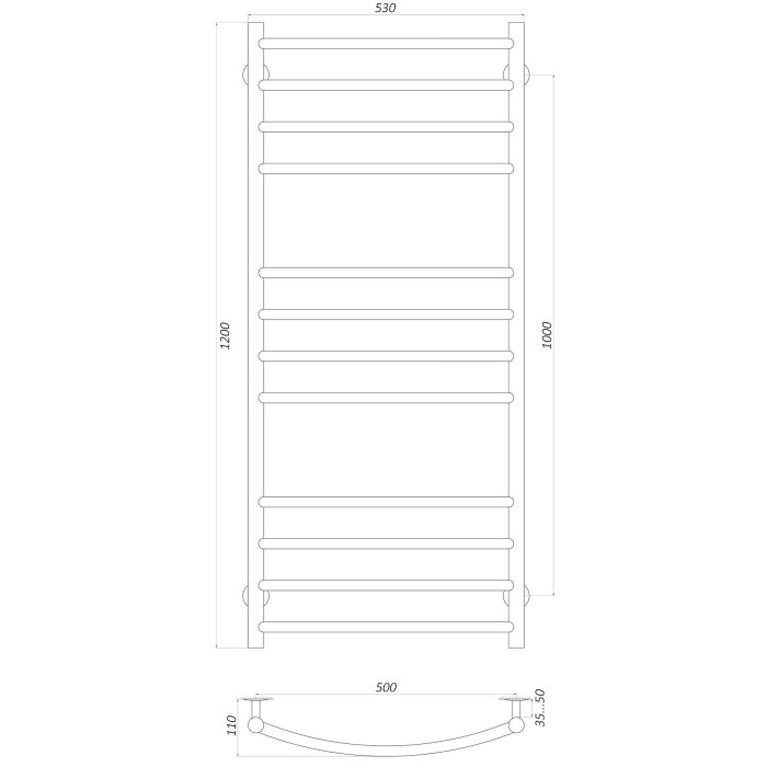 Рушникосушарка UNIO LDE EL 1200-500-12 Драбинка Дуга Еліт електро Рушникосушарка UNIO LDE EL 1200-500-12 Драбинка Дуга Еліт електро