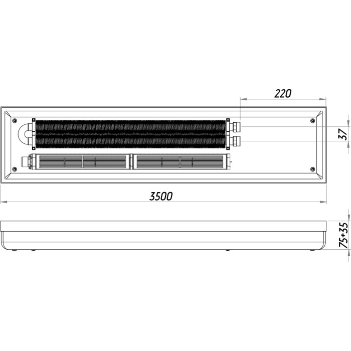 Конвектор ТС70-3500/200-Turbo-2br (без решітки) Конвектор ТС70-3500/200-Turbo-2br (без решітки)