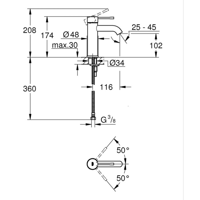 Змішувач одноважільний для раковини S-Size Grohe Essence (24172KF1) Змішувач одноважільний для раковини S-Size Grohe Essence (24172KF1)