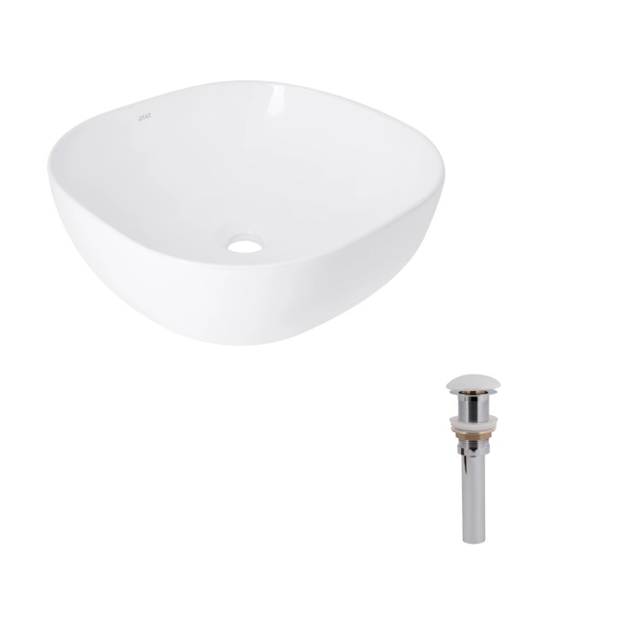 Комплект Qtap Kolibri: Раковина накладна 425x425x140 мм, White, квадратна + Донний клапан Pop-up PU02 Комплект Qtap Kolibri: Раковина накладна 425x425x140 мм, White, квадратна + Донний клапан Pop-up PU02