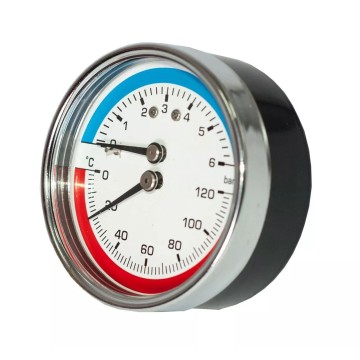 Термоманометр фронтальний 1/2"*1/4" Ø80 + футорка з клапаном KARRO (KR1086B) {1}