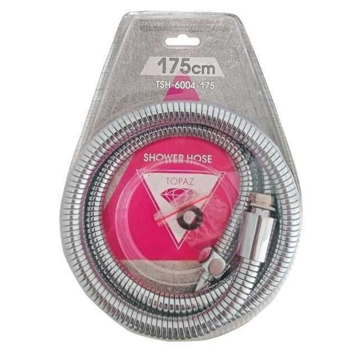 Шланг для душу TOPAZ TSH-6004-175 хром 175см посилений рухома гайка, Blister Шланг для душу TOPAZ TSH-6004-175 хром 175см посилений рухома гайка, Blister