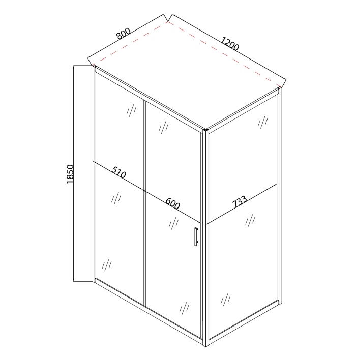 Душова кабіна без піддону Mixxus HARD SC01-120x80x185-TR CHROME прозоре скло 5мм (MI6912)