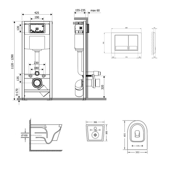 Готове рішення Qtap для ванної кімнати: підвісний унітаз Swan Ultra Quiet 485x360x320 + комплект інсталяції Nest 4 в 1 (квадратна клавіша Chrome) Готове рішення Qtap для ванної кімнати: підвісний унітаз Swan Ultra Quiet 485x360x320 + комплект інсталяції Nest 4 в 1 (квадратна клавіша Chrome)