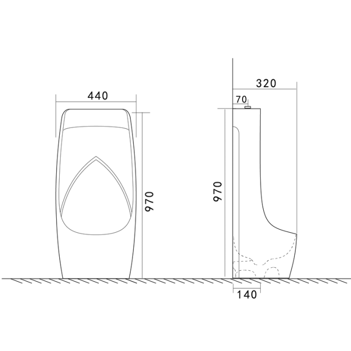 Пісуар підлоговий Mixxus Premium BEVEL-0902 440x320x970mm з краном для пісуара (MP6666) Пісуар підлоговий Mixxus Premium BEVEL-0902 440x320x970mm з краном для пісуара (MP6666)