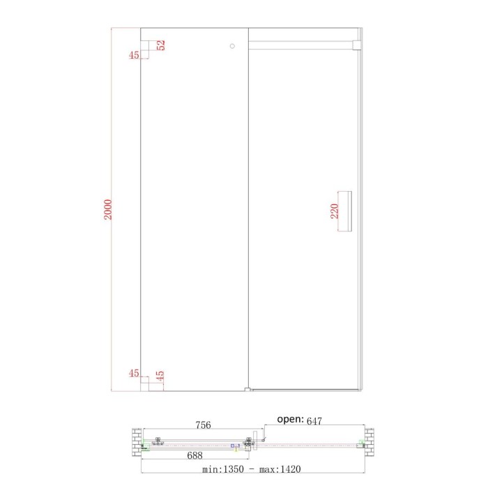 Двері в нішу Koer SR SD02-140x200-TR-01 прозоре скло Easy Clean 8мм, хром (KR5383) Двері в нішу Koer SR SD02-140x200-TR-01 прозоре скло Easy Clean 8мм, хром (KR5383)