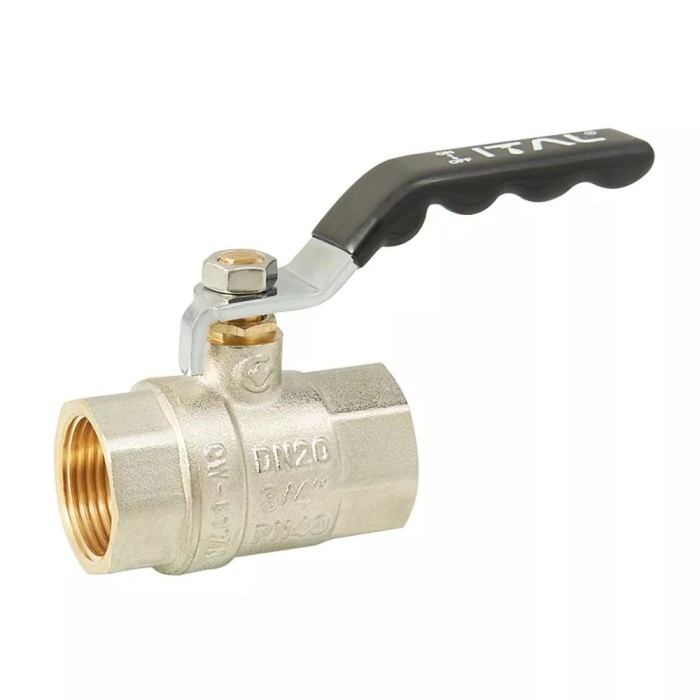 Кран кульовий ITAL PN40 3/4" вн.-вн., ручка, нікель Кран кульовий ITAL PN40 3/4" вн.-вн., ручка, нікель