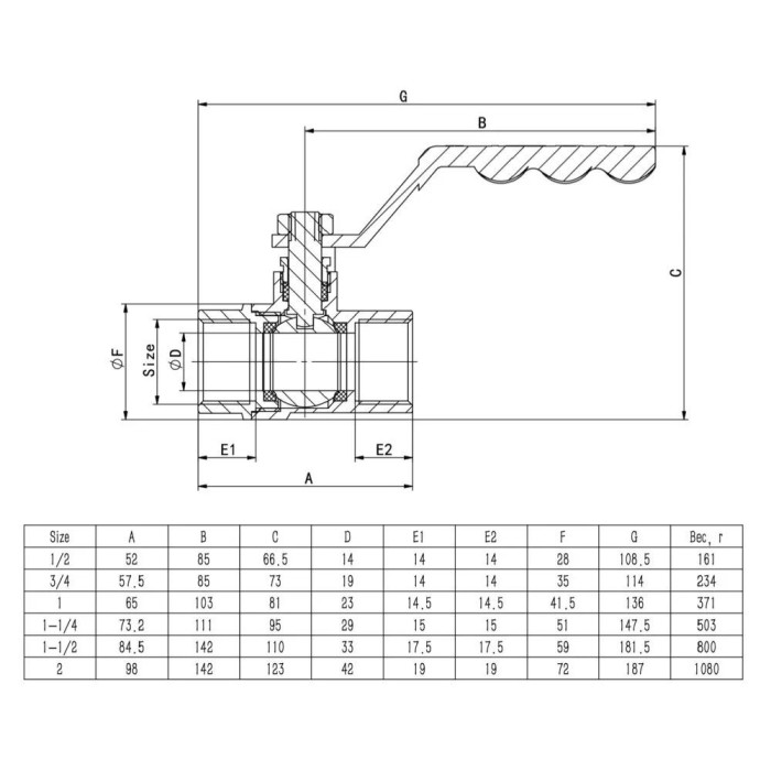 Кран кульовий ITAL PN40 3/4" вн.-вн., ручка, нікель Кран кульовий ITAL PN40 3/4" вн.-вн., ручка, нікель