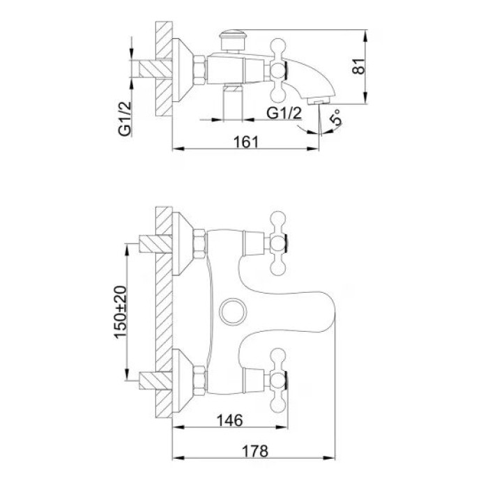 Змішувач для ванни Frap F3019-4, бронза Змішувач для ванни Frap F3019-4, бронза
