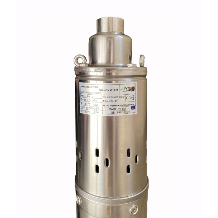 Насос свердловинний шнековий VOLKS pumpe 4QGD 2,5-60-0,75кВт 4 дюйми +кабель 15м Насос свердловинний шнековий VOLKS pumpe 4QGD 2,5-60-0,75кВт 4 дюйми +кабель 15м