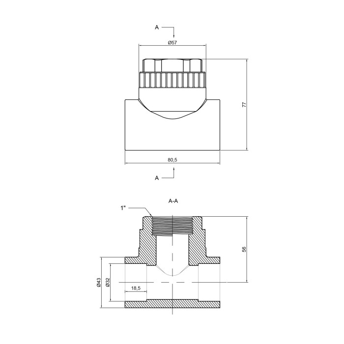 Трійник PPR Thermo Alliance 32х1"х32 ВР Трійник PPR Thermo Alliance 32х1"х32 ВР
