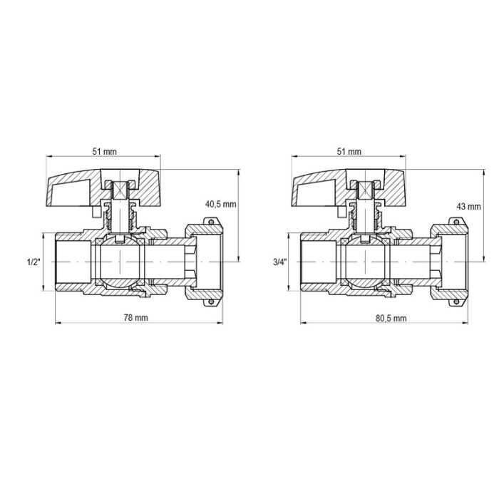 Комплект кранів для підключення газового котла KOER KR.1323 прямий (1/2"x2шт, 3/4x2шт) (KR3125) Комплект кранів для підключення газового котла KOER KR.1323 прямий (1/2"x2шт, 3/4x2шт) (KR3125)