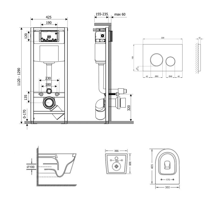 Готове рішення Qtap для ванної кімнати: підвісний унітаз Swan Ultra Quiet 485x360x320 + комплект інсталяції Nest 4 в 1 (кругла клавіша Chrome) Готове рішення Qtap для ванної кімнати: підвісний унітаз Swan Ultra Quiet 485x360x320 + комплект інсталяції Nest 4 в 1 (кругла клавіша Chrome)