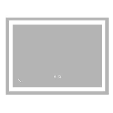 Дзеркало Zerix Kubix MR03-80x60-REVERSE з LED Touch, Anti-fog, димером, регулятором яскравості (ZX6053)