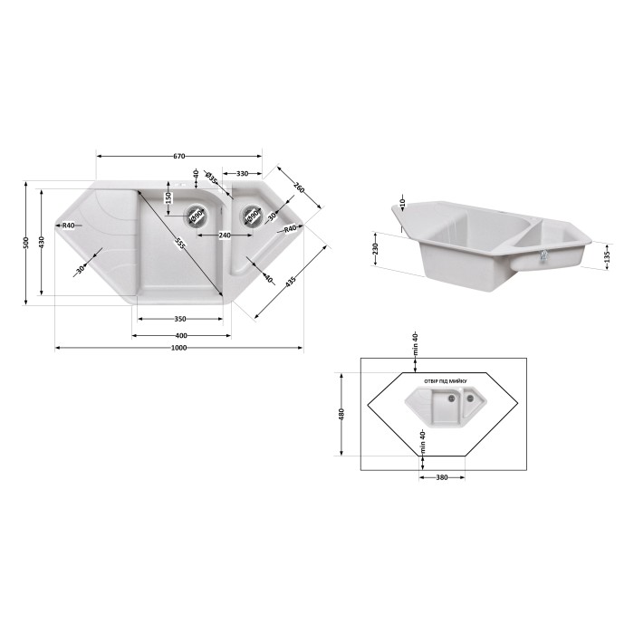 Кухонна мийка з додатковою чашею Lidz 1000x500/225 GRA-09 (LIDZGRA091000500225) Кухонна мийка з додатковою чашею Lidz 1000x500/225 GRA-09 (LIDZGRA091000500225)