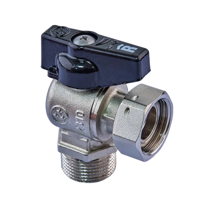 Кран кульовий кутовий Н/Г, Roho R116-075B -3/4"х3/4" ВЗ ручка "метелик" чорна (RO0238) Кран кульовий кутовий Н/Г, Roho R116-075B -3/4"х3/4" ВЗ ручка "метелик" чорна (RO0238)
