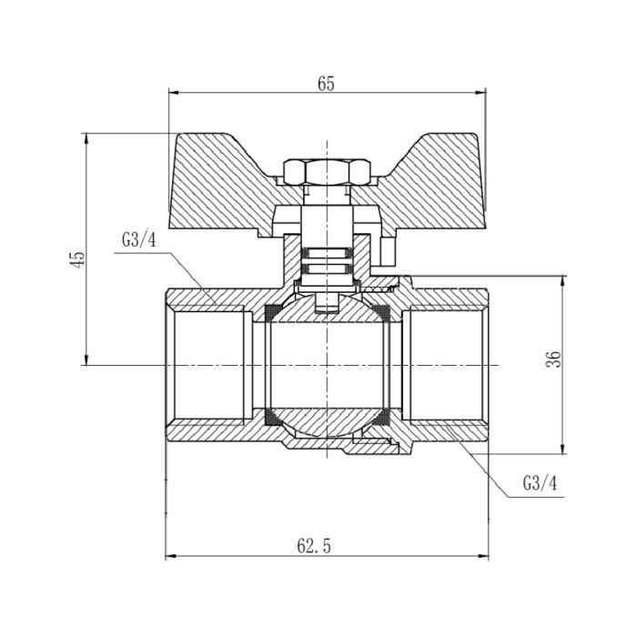 Кран кульовий Thermo Alliance Forte 3/4" ВР для газа (метелик) SF602G20 Кран кульовий Thermo Alliance Forte 3/4" ВР для газа (метелик) SF602G20