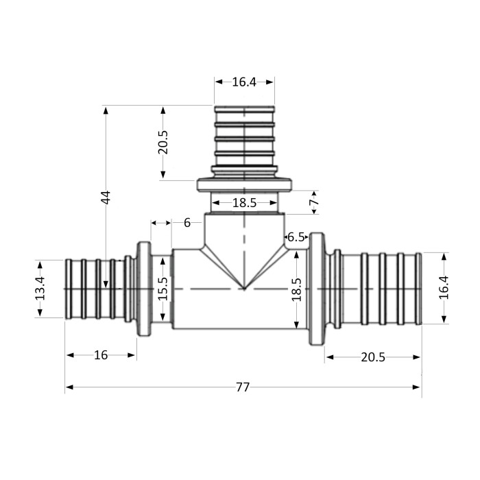 Трійник натяжний Icma №1039 d20х20х16 851039GWGWBO05 Трійник натяжний Icma №1039 d20х20х16 851039GWGWBO05