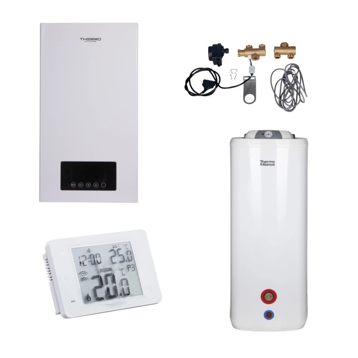 Комплексне рішення Thermo Alliance для котельні: електричний котел 6 кВт + комплект підключення бойлера + комбінований підлоговий водонагрівач 100 л Комплексне рішення Thermo Alliance для котельні: електричний котел 6 кВт + комплект підключення бойлера + комбінований підлоговий водонагрівач 100 л