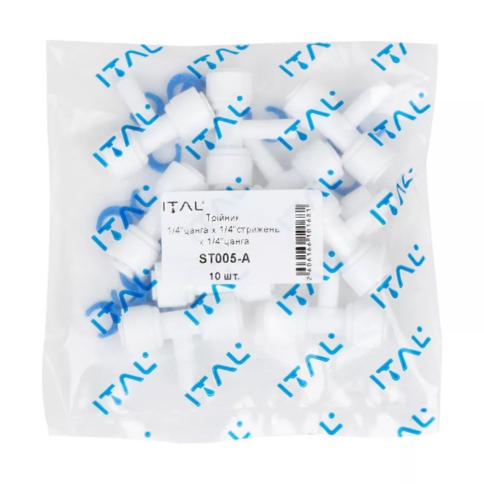Фітинг трійник ITAL 1/4"Q x 1/4" N x 1/4"Q (кратно 10 шт) (ST005A) Фітинг трійник ITAL 1/4"Q x 1/4" N x 1/4"Q (кратно 10 шт) (ST005A)