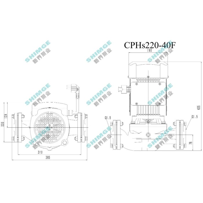 Насос циркуляційний SHIMGE CPHs220-40F-380, сухий ротор, Hmax 30м, Qmax 600 л/хв, 2,9 кВт Насос циркуляційний SHIMGE CPHs220-40F-380, сухий ротор, Hmax 30м, Qmax 600 л/хв, 2,9 кВт