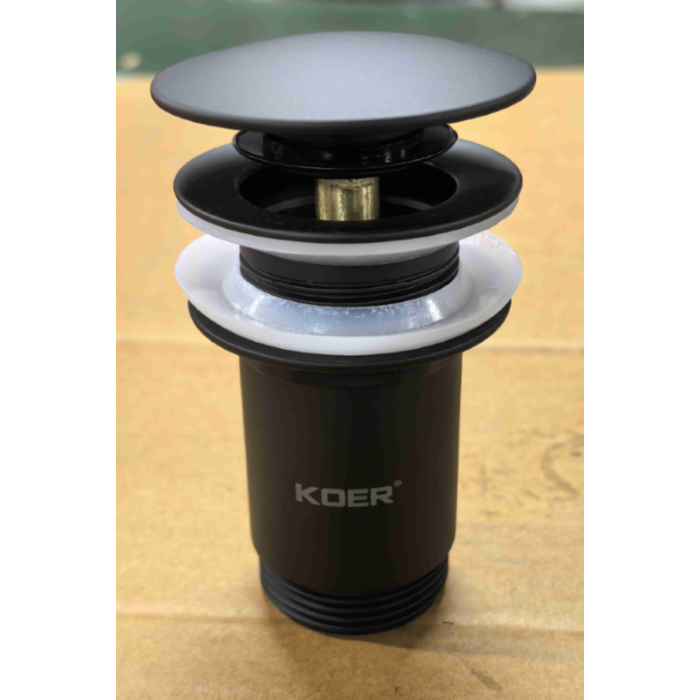 Донний клапан для раковини Koer PW-08-05 1 1/4''  без переливу автоматичний СLICK-СLACK (Колір чорн) (KR5789)