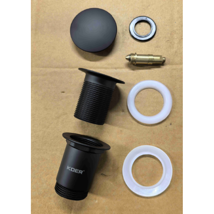 Донний клапан для раковини Koer PW-08-05 1 1/4''  без переливу автоматичний СLICK-СLACK (Колір чорн) (KR5789)