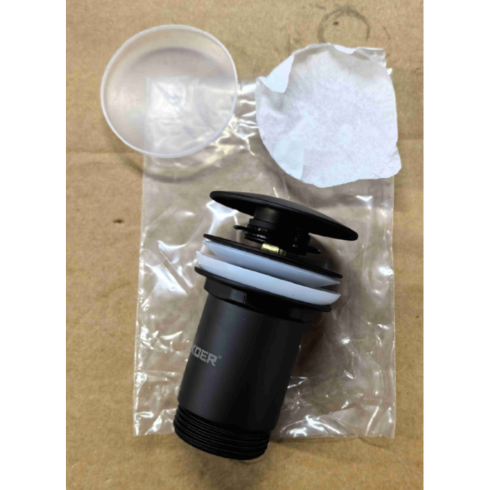 Донний клапан для раковини Koer PW-08-05 1 1/4''  без переливу автоматичний СLICK-СLACK (Колір чорн) (KR5789)