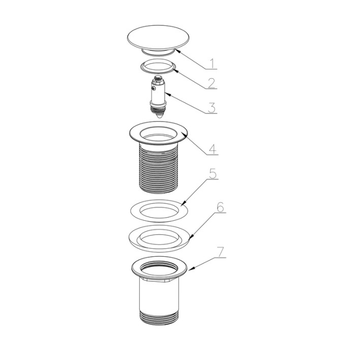 Донний клапан для раковини Koer PW-08-05 1 1/4''  без переливу автоматичний СLICK-СLACK (Колір чорн) (KR5789)
