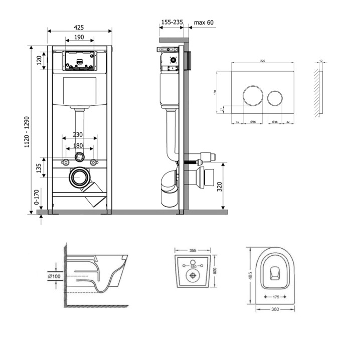 Готове рішення Qtap для ванної кімнати: підвісний унітаз Swan Ultra Quiet 485x360x320 + комплект інсталяції Nest 4 в 1 (кругла клавіша Matt Black) Готове рішення Qtap для ванної кімнати: підвісний унітаз Swan Ultra Quiet 485x360x320 + комплект інсталяції Nest 4 в 1 (кругла клавіша Matt Black)