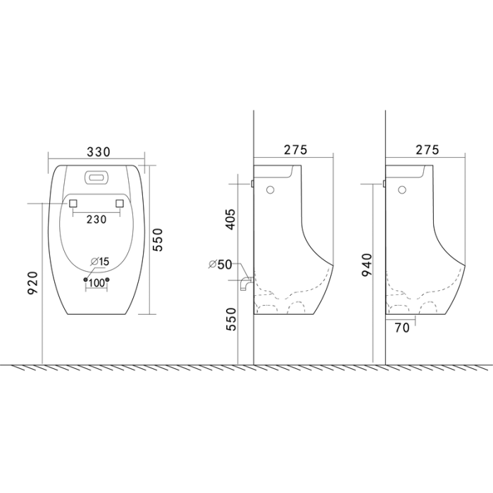 Пісуар підвісний Mixxus Premium BEVEL-1002 330x245x545mm з ІЧ-датчиком автоматичного змиву (MP6662) Пісуар підвісний Mixxus Premium BEVEL-1002 330x245x545mm з ІЧ-датчиком автоматичного змиву (MP6662)