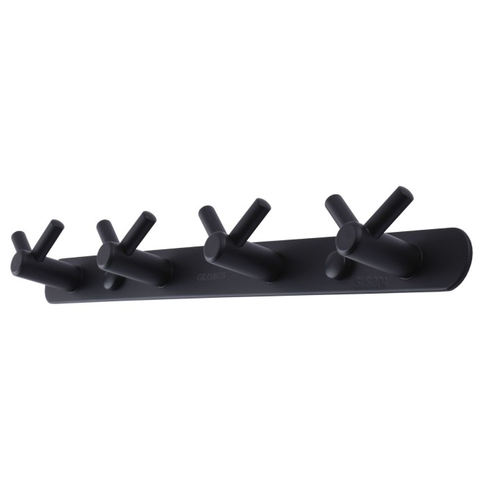 Планка з гачками Globus Lux BS8435-4 чорна матова SUS304 Планка з гачками Globus Lux BS8435-4 чорна матова SUS304