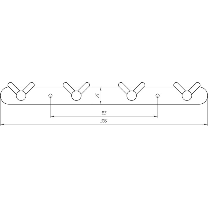 Планка з гачками Globus Lux BS8435-4 чорна матова SUS304 Планка з гачками Globus Lux BS8435-4 чорна матова SUS304