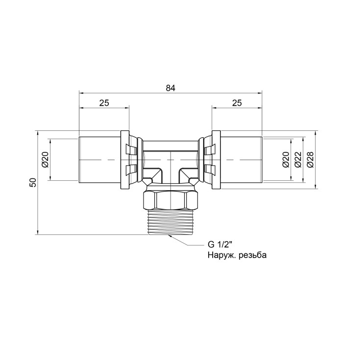 Трійник прес Icma 20х1/2"х20 ЗР №407 Трійник прес Icma 20х1/2"х20 ЗР №407