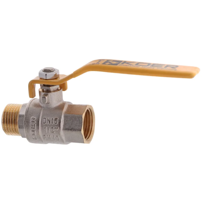 Кран кульовий KOER KR.215.G - 1/2" FM ГШВ YELLOW, ручка "важіль" жовта (KR0116) Кран кульовий KOER KR.215.G - 1/2" FM ГШВ YELLOW, ручка "важіль" жовта (KR0116)