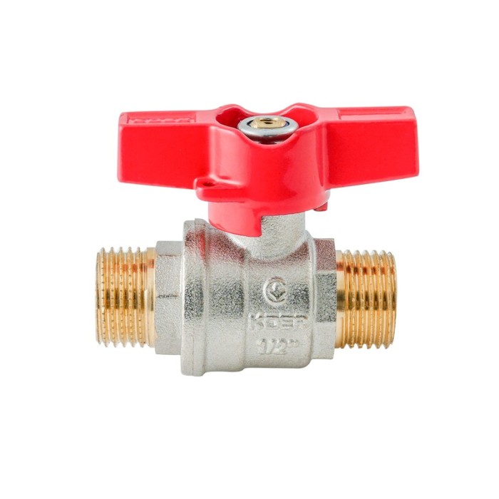 Кран кульовий ШШМ Koer Extreme KE.219-15 - 1/2" MM ручка "метелик" червона (KR5762) Кран кульовий ШШМ Koer Extreme KE.219-15 - 1/2" MM ручка "метелик" червона (KR5762)