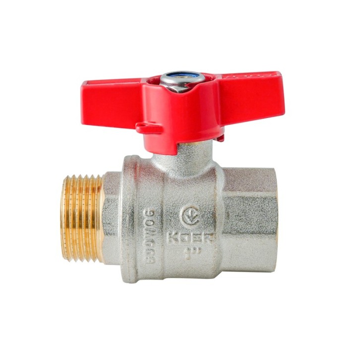 Кран кульовий ГШМ Koer Extreme KE.218-25 - 1" FM ручка "метелик" червона (KR5761) Кран кульовий ГШМ Koer Extreme KE.218-25 - 1" FM ручка "метелик" червона (KR5761)