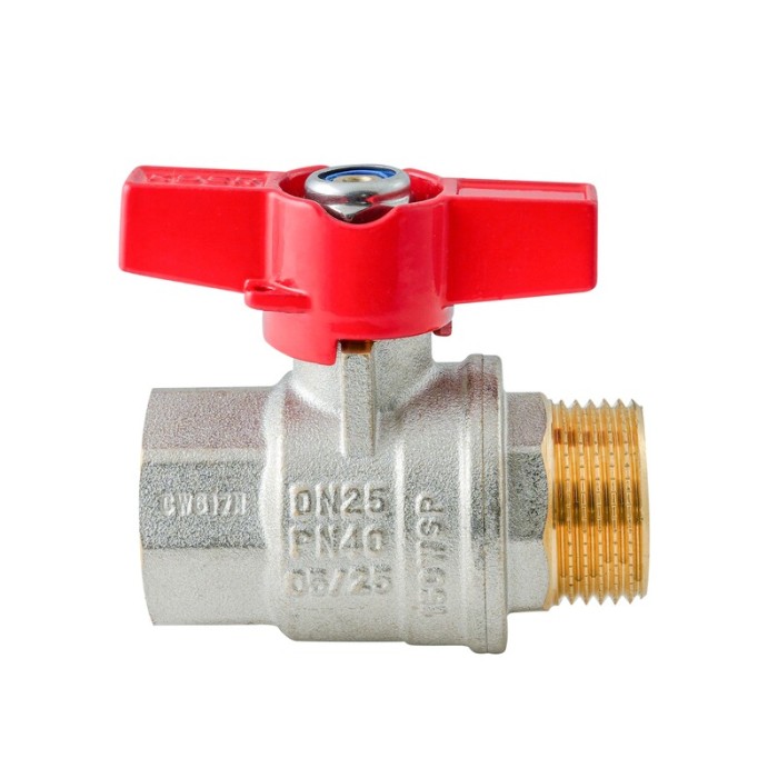 Кран кульовий ГШМ Koer Extreme KE.218-25 - 1" FM ручка "метелик" червона (KR5761) Кран кульовий ГШМ Koer Extreme KE.218-25 - 1" FM ручка "метелик" червона (KR5761)