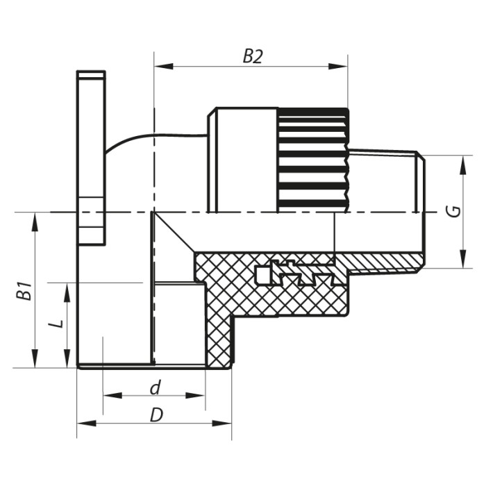 Кут інсталяційний НР 20x1/2M PPR KOER K0124.PRO (KP0149) Кут інсталяційний НР 20x1/2M PPR KOER K0124.PRO (KP0149)