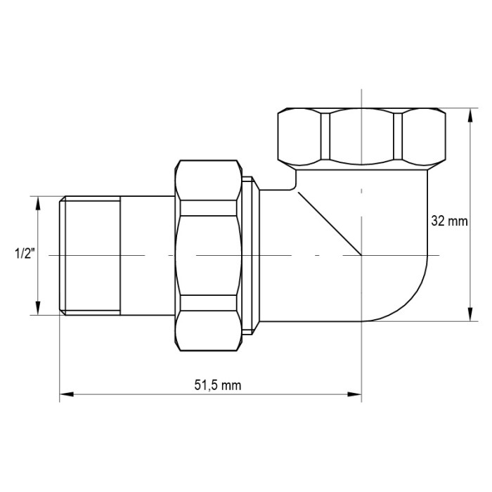 Згін американка 1/2 "кутовий Koer KR.342 (KR0019) Згін американка 1/2 "кутовий Koer KR.342 (KR0019)