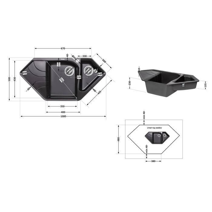 Кухонна мийка з додатковою чашею Lidz 1000x500/225 BLM-14 (LIDZBLM141000500225) Кухонна мийка з додатковою чашею Lidz 1000x500/225 BLM-14 (LIDZBLM141000500225)