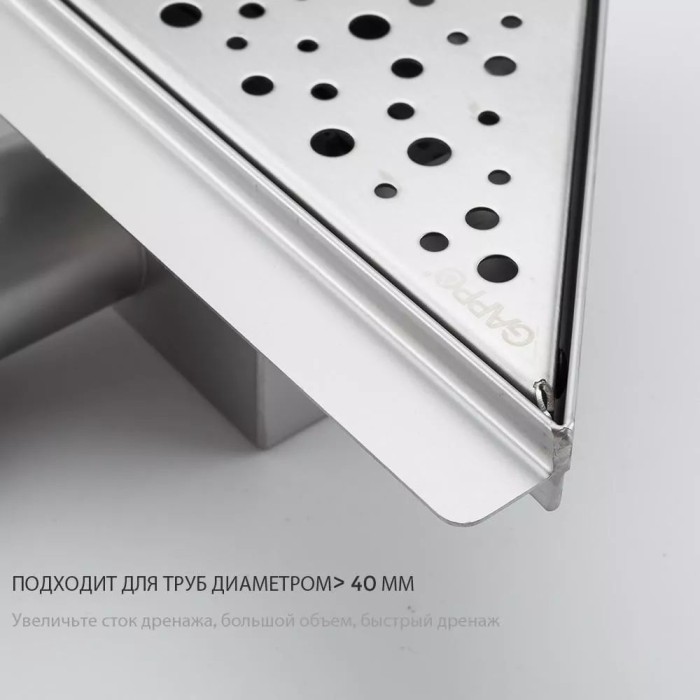 Кутовий трап для душу GAPPO G82020-1, нержавіюча сталь, 200x200 мм Кутовий трап для душу GAPPO G82020-1, нержавіюча сталь, 200x200 мм